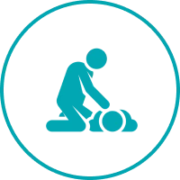 Emergency first aid silhouette in blue circle