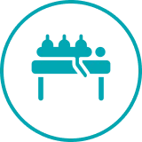 Seed planting illustration in blue circle.